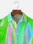 Gradiente Color Pecho Bolsillo Manga Corta Casual Camisa