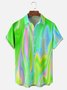 Gradiente Color Pecho Bolsillo Manga Corta Casual Camisa