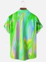 Gradiente Color Pecho Bolsillo Manga Corta Casual Camisa