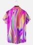 Gradiente Color Pecho Bolsillo Manga Corta Casual Camisa
