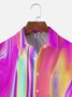 Gradiente Color Pecho Bolsillo Manga Corta Casual Camisa