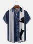 Gato Pecho Bolsillo Manga Corta Bolos Camisa