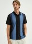 De Hombre Ombre Estampado Frente Botones Suave Respirable Pecho Bolsillo Casual Camisas De Bolos