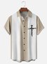 Camisa De Hombre Crucifijo Estampado Casual Respirable Manga Corta Hawaiano