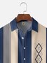 Casual Arte Colección Geométrico Rayas Bloque De Color Patrón Solapa Manga Corta Camisa Estampado Top