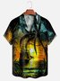 Árbol de coco Pecho Bolsillo Manga Corta hawaiano Camisa