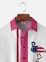Flamenco Pecho Bolsillo Manga Corta Bolos Camisa