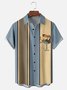 Animal Pecho Bolsillo Manga Corta Bolos Camisa