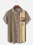 Animal Pecho Bolsillo Manga Corta Bolos Camisa