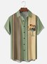Animal Pecho Bolsillo Manga Corta Bolos Camisa