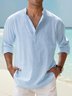 Algodón Lino Liso Color Casual Manga Larga Camisa