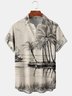 Árbol de coco Pecho Bolsillo Manga Corta hawaiano Camisa