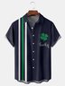 San Patricio día suerte Trébol Pecho Bolsillo Manga Corta Bolos Camisa
