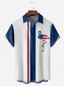 Flamenco Pecho Bolsillo Manga Corta Bolos Camisa