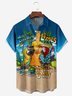 loro Pecho Bolsillo Manga Corta hawaiano Camisa
