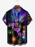 feliz Año Nuevo Pecho Bolsillo Manga Corta Casual Camisa