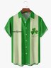 S t. Patrick's día Trébol Pecho Bolsillo Manga Corta Bolos Camisa