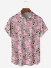 Dibujos animados Flamenco Pecho Bolsillo Manga Corta Casual Camisa