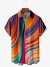 Bloque de color líneas Pecho Bolsillo Manga Corta Casual Camisa