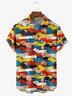 Perro Fiesta Pecho Bolsillo Manga Corta Casual Camisa