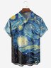 De Hombre Retro Van Gogh Los Estrellado Noche Solapa Flojo Manga Corta Miedoso Camisas Hawaianas