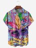 Mardi Gras Pecho Bolsillo Manga Corta Casual Camisa
