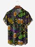 Mardi Gras Pecho Bolsillo Manga Corta Casual Camisa