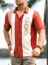 Geométrico Bloque de color Pecho Bolsillo Manga Corta Bolos Camisa