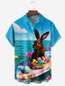 Pascua de Resurrección conejito Pecho Bolsillo Manga Corta Camisa