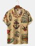 de Hombre hawaiano Navegación Estampado Acampar Cuello Flojo Manga Corta Miedoso Camisas Hawaianas