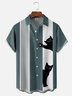 Gato Pecho Bolsillo Manga Corta Bolos Camisa