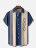Casual Arte Colección Geométrico Rayas Bloque De Color Patrón Solapa Manga Corta Camisa Estampado Top